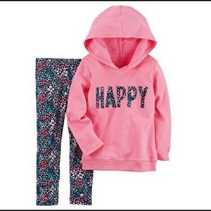 Carter’s Pink Hoodie and Blue Floral Leggings Set